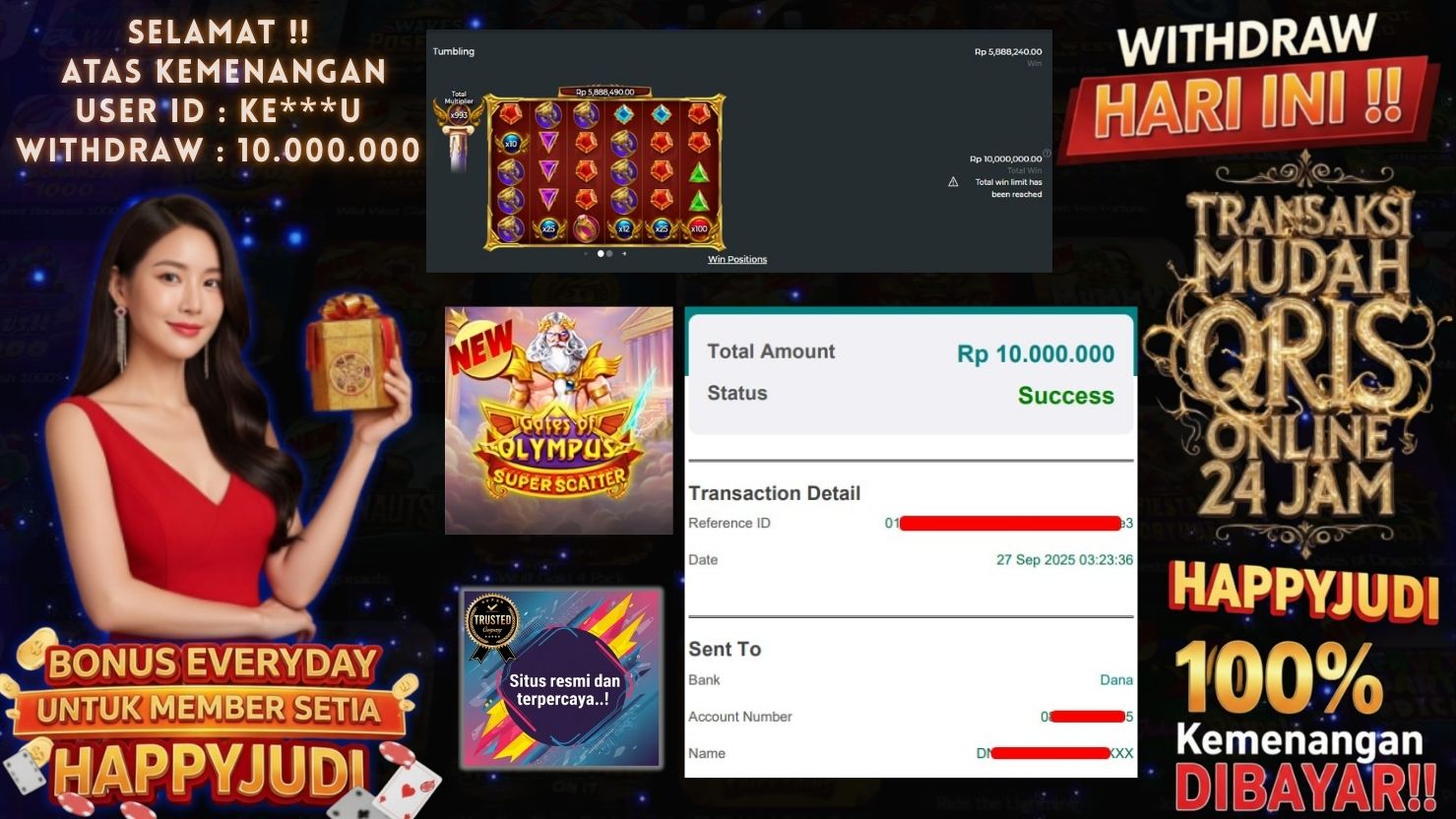 HAPPYJUDI JACKPOT SLOT GATES OF OLYMPUS SUPER SCATTER